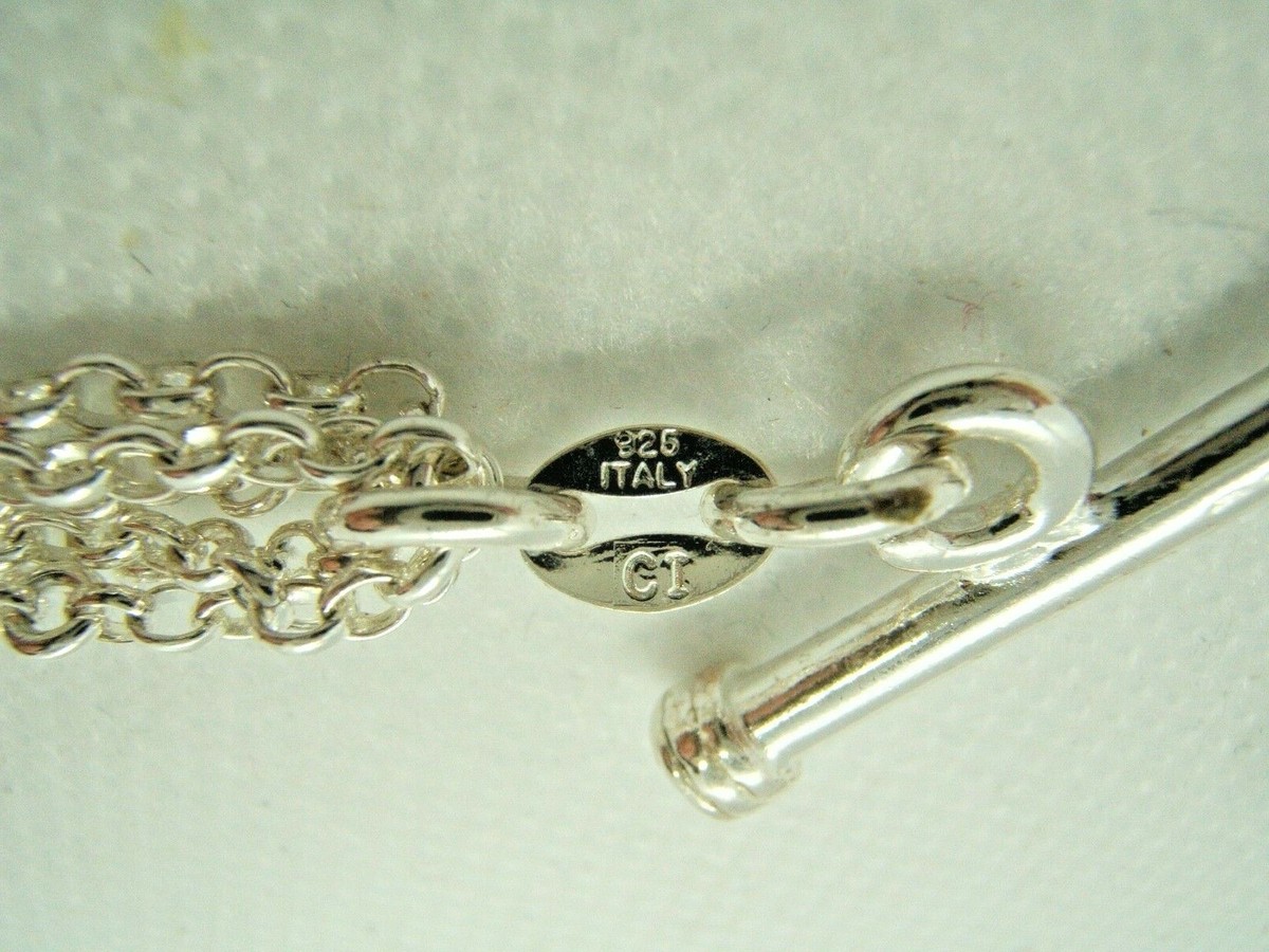 VINTAGE STERLING SILVER BRACELET CI ITALY 925 TOGGLE CLASP CHAIN