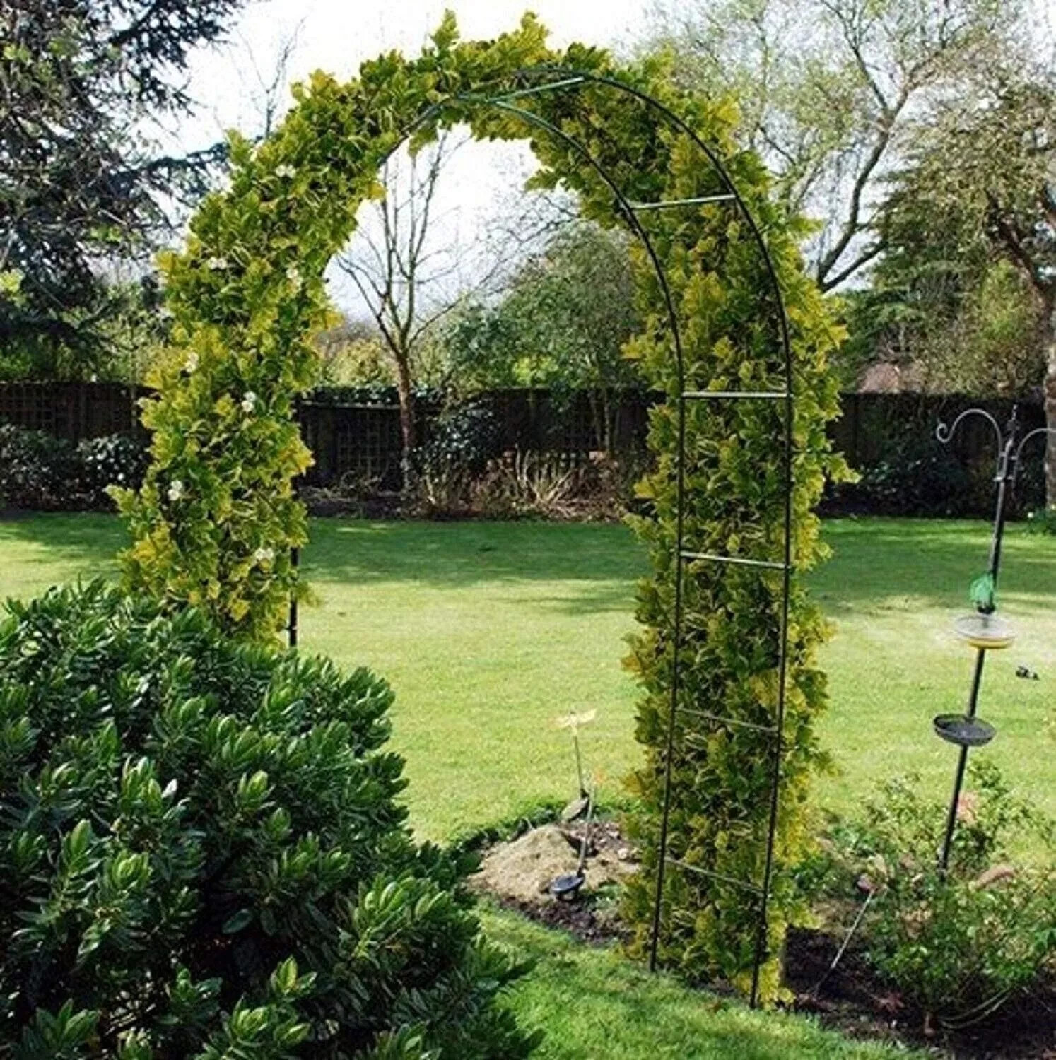 2.4m Metal Garden Arch Heavy Duty Trellis Tubular Rose Climbing Plants ...