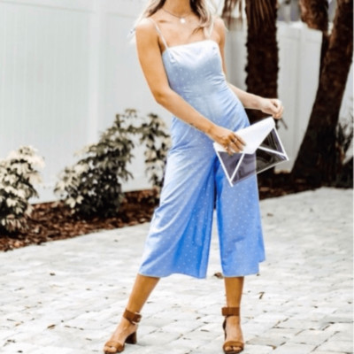 Amanda Uprichard Izzy Cape Cod Jumpsuit Blue Stripe Gold