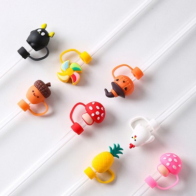 Silicone Sealing Straw Plug Reusable Drinking Dust Cap Cartoon Plugs Tips Cover