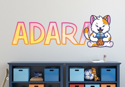 Frappe Happy Cat Custom Vinyl Lettering Stickers Wall Decals Name Art KA457