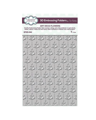 Art Deco Flowers 7.5" x 5.75" 3D Embossing Folder - Sue Wilson EF3D-044