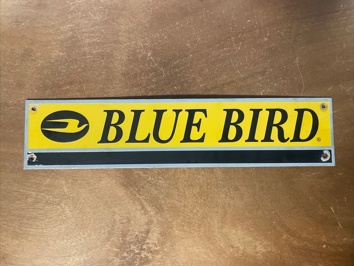 Blue Bird School Bus Emblem Sign Plaque Metal Embossed 15” x 3.5 