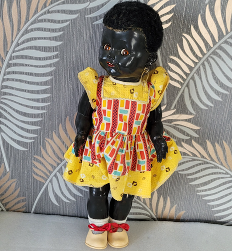 Pedigree Vintage Hard Plastic Black Doll moving eyes and limbs Crier 16 Inch