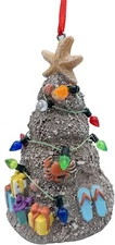 Sand Christmas Tree Tropical Beach Ornament with Lights