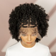 8 Inches Full Lace Afro Kinky Wave Cornrow Braided Wigs with Baby Hair Short