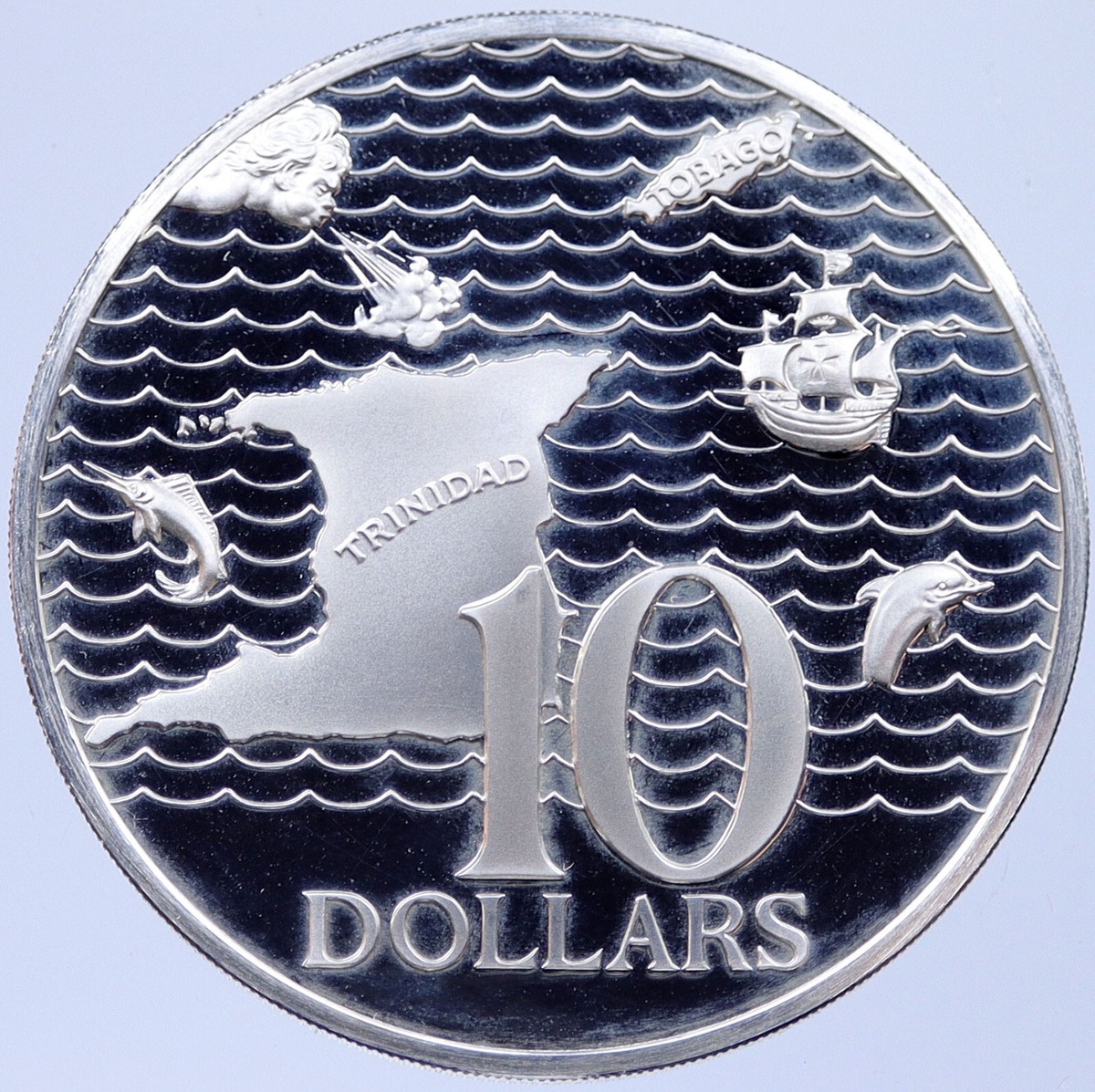 1980 TRINIDAD and TOBAGO Islands Large Vintage OLD Proof Silver