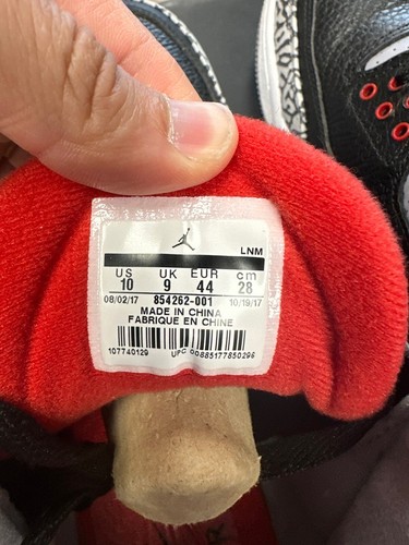Nike Air Jordan Retro 3 Black Cement OG Mid 2018 Used Minimal Wear Clean Size 10 - Picture 8 of 20