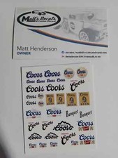 1/64 for hot wheels waterslide decals coors MADE IN THE USA!