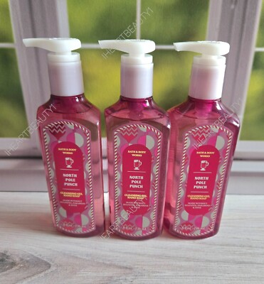 bath and body works north pole punch cleansing gel hand soap set of 3