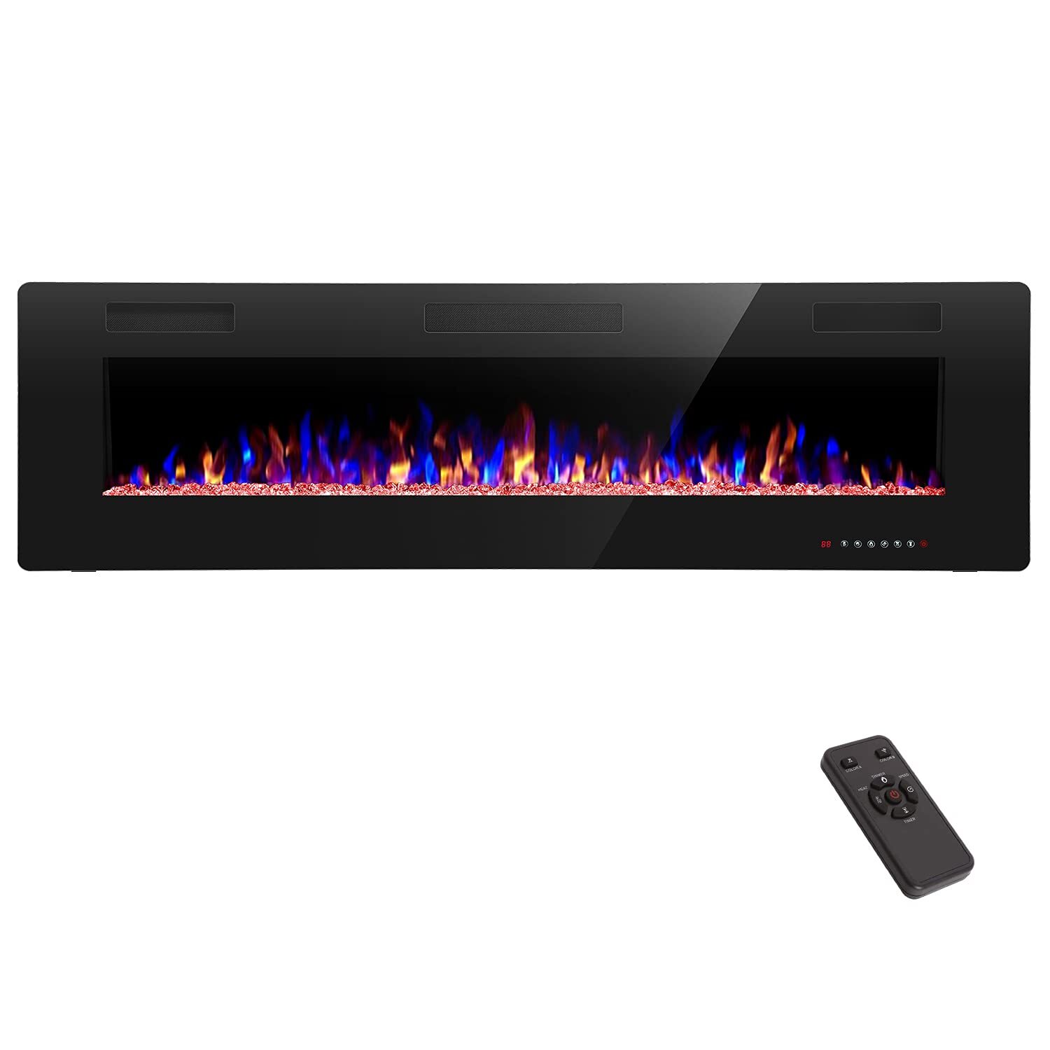 Electric Fireplace Wall-Mounted & Recessed,30''-68'',Ultra-Thin Fireplace Heater