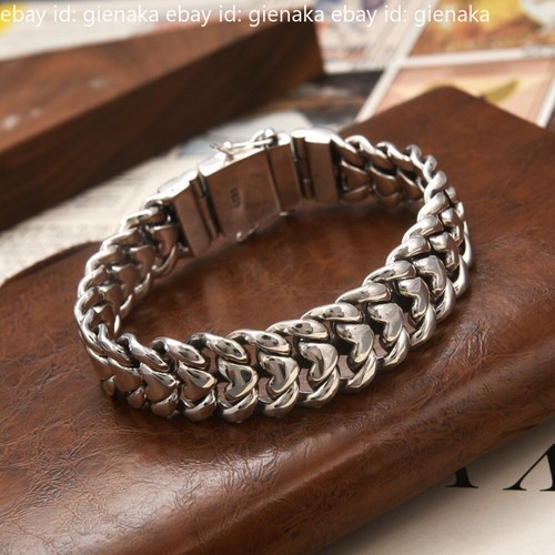 Pure S925 Sterling Silver Chain Men's 16mm Heavy Curb Link Bracelet 87-88g 8.3in - Picture 3 of 5