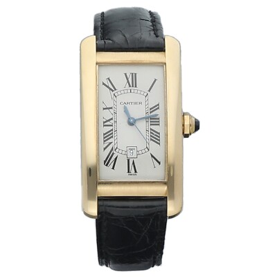 Cartier Tank Americaine 1725 18k Yellow Gold Large Leather