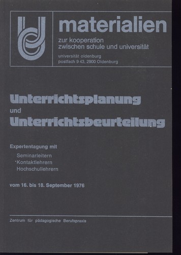 Uni Oldenburg Elab Materialien Unterrichtsplanung - Expertentagung 1976