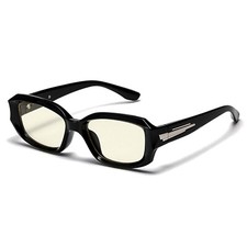 Retro Trendy Rectangle Men Women Thick Square Frame Black Clear Tint Glasses