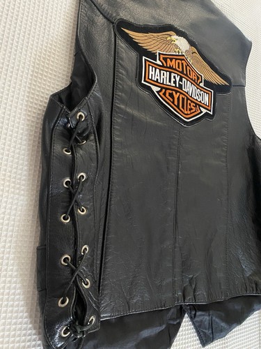 Interstate Leather Biker Vest Black Size XL Harley Davidson Owners Pins/Patches - Picture 16 of 20