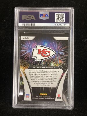 2021 Panini Prizm #F15 Patrick Mahomes FIREWORKS PSA 10 Gem Mint