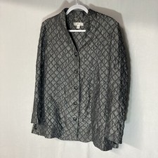 COLDWATER CREEK gray geometric pattern button up jacket L