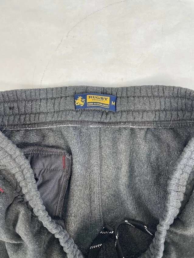 Shorts de moletom masculino Rugby University cinza elástico cintura cordão tamanho M - Imagem 3 de 4