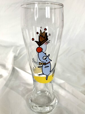 Ritzenhoff Julien Chung Whimsical Mouse with Crown Beer Pilsner Glass