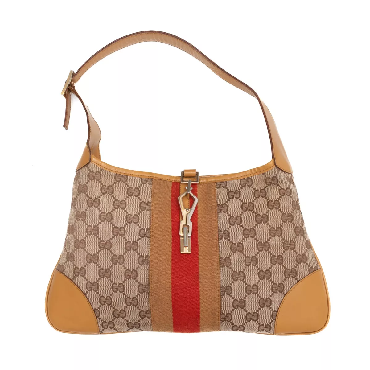 Gucci Jackie 1961 Medium Webbing-Trimmed Coated-canvas and Leather Shoulder Bag - Women - Beige Shoulder Bags