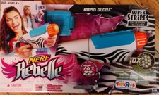 NEW Nerf Rebelle 75 ft Super Stripes Blaster w/ Rapid Glow Darts Rare TRUS 