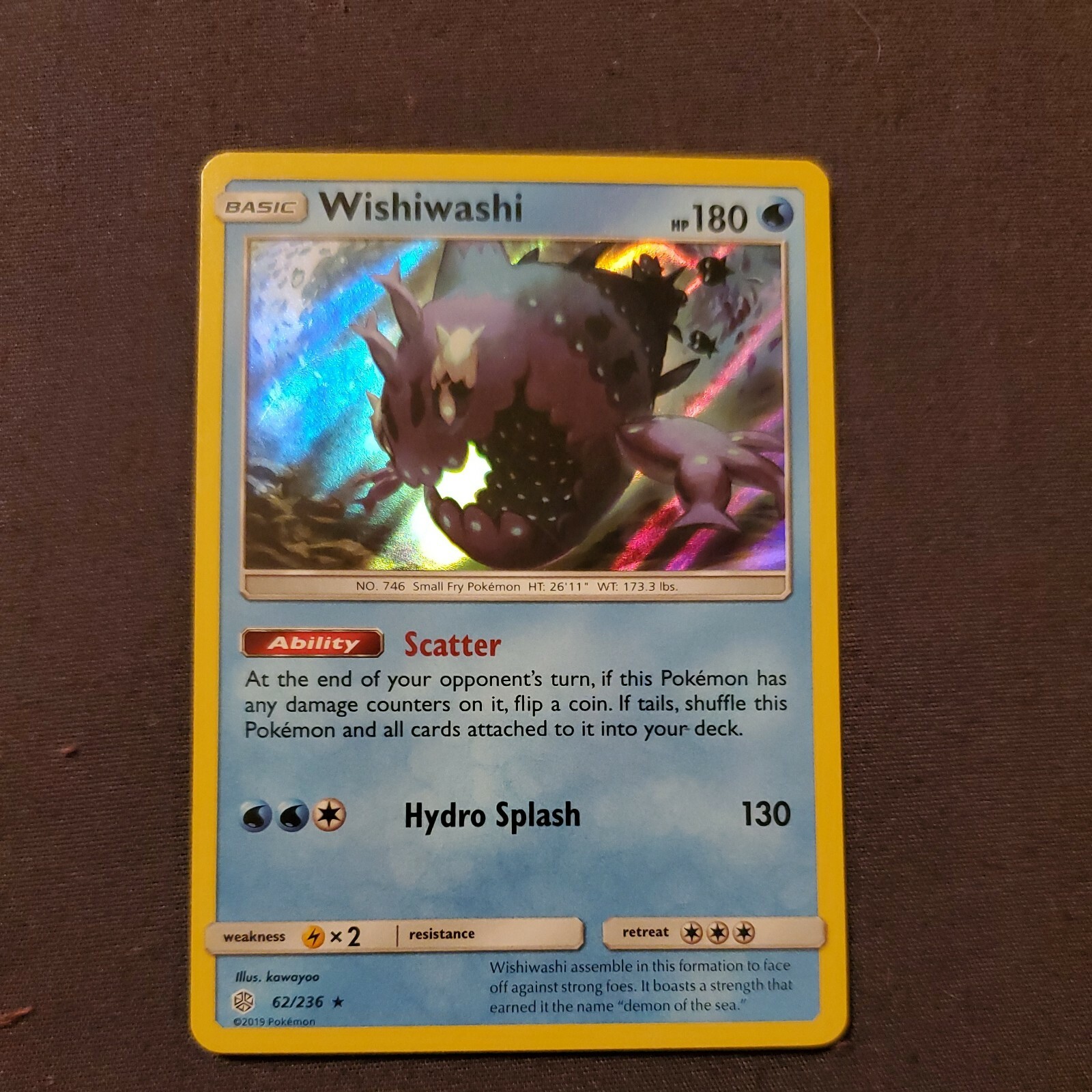 SM COSMIC ECLIPSE WISHIWASHI 62/236 RARE HOLO REVERSE