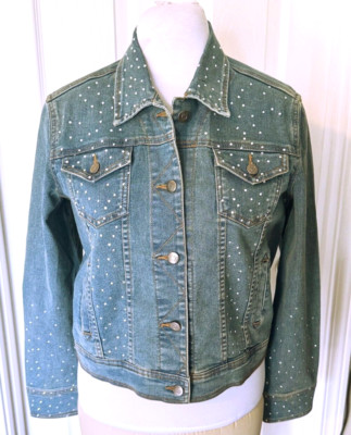LAS OLAS STUDDED JEAN JACKET SIZE XS IN VERY GOOD CONDITION