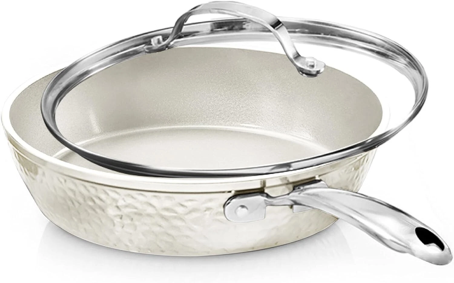 Gotham Steel Hammered Cream 10'' Ultra Ceramic Nonstick Fry Pan with Lid
Opens in a new window or ta