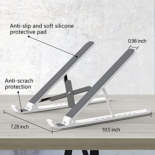 Adjustable Foldable White Laptop Stand for Desk Portable Riser
