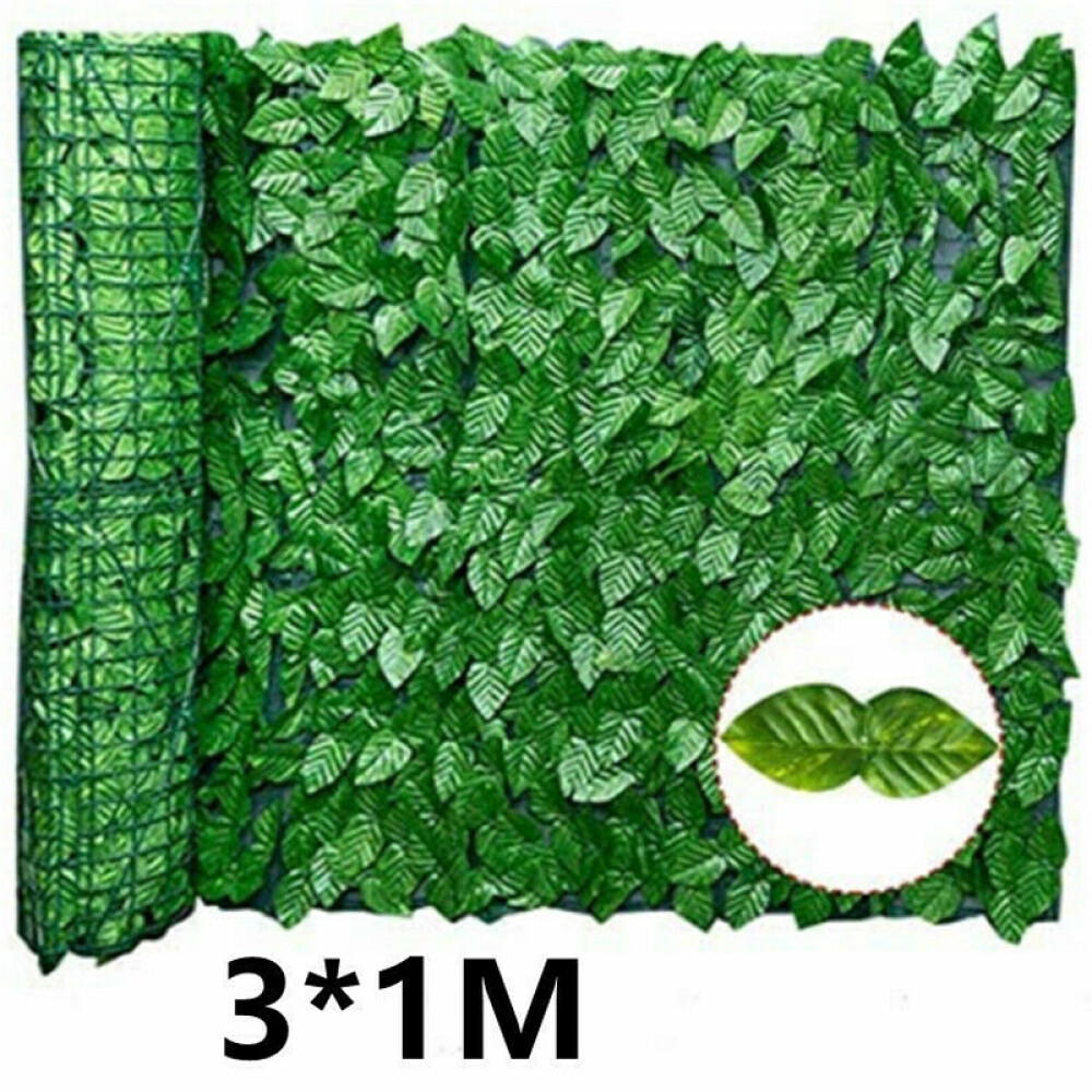 300x100cm Blätter Zaun Grün Sichtschutz Windschutz