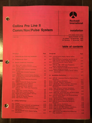 Collins Pro Line II Com, Nav & Pulse Systems Install Manual