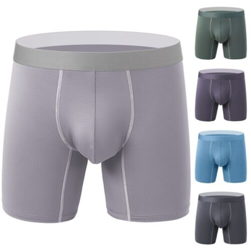 Boxer Briefs Underwear Underpants Men Long-Legs Breathable Pouch Shorts Trunks