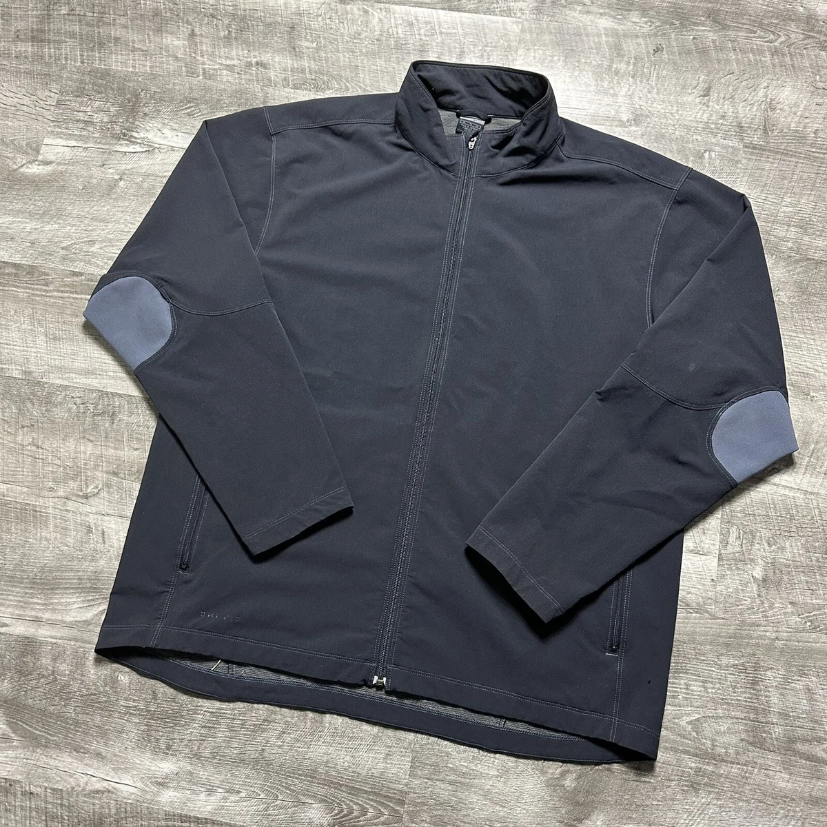 Vintage 00s Nike Track Jacket Mens XL Dri-Fit Full Zip Warm Up Black Elbow