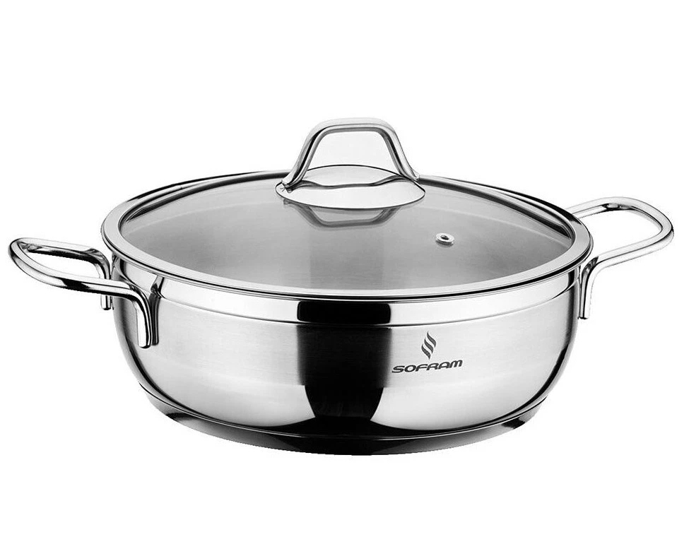 Sofram Stainless Steel Low Casserole Pot [3.2 qt, 4.2 qt]