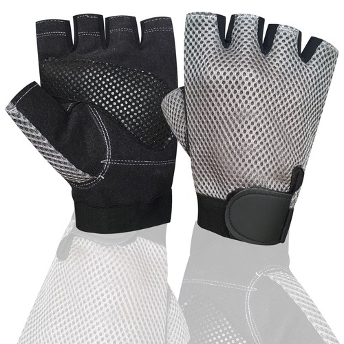 Guantes deportivos de espuma de ciclismo de medio dedo acolchados con malla sin dedos para gimnasio 611-612 - Imagen 5 de 5
