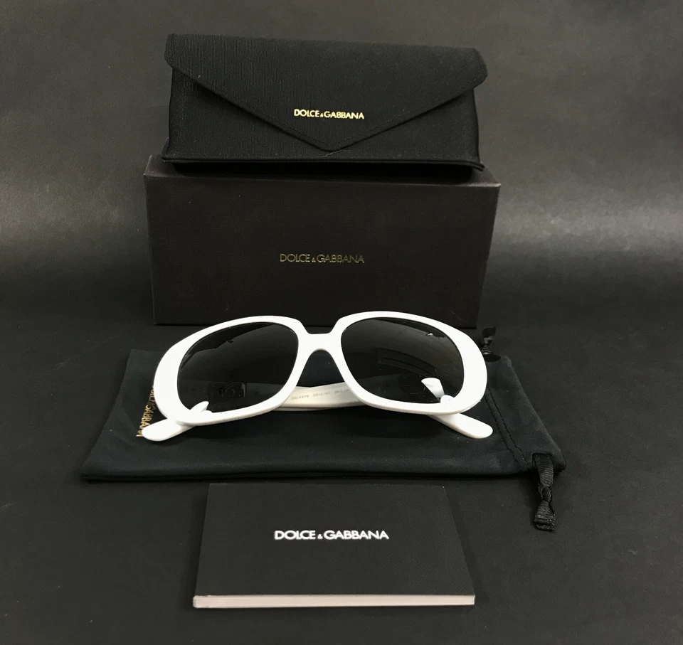 Gafas de sol Dolce & Gabbana DG4473 3312/87 monturas blancas brillantes con lentes gris oscuro Foto 2 de 4