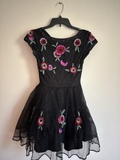 ASOS Sequined Beaded Cocktail Flowers Mini Black Dress, Size 4