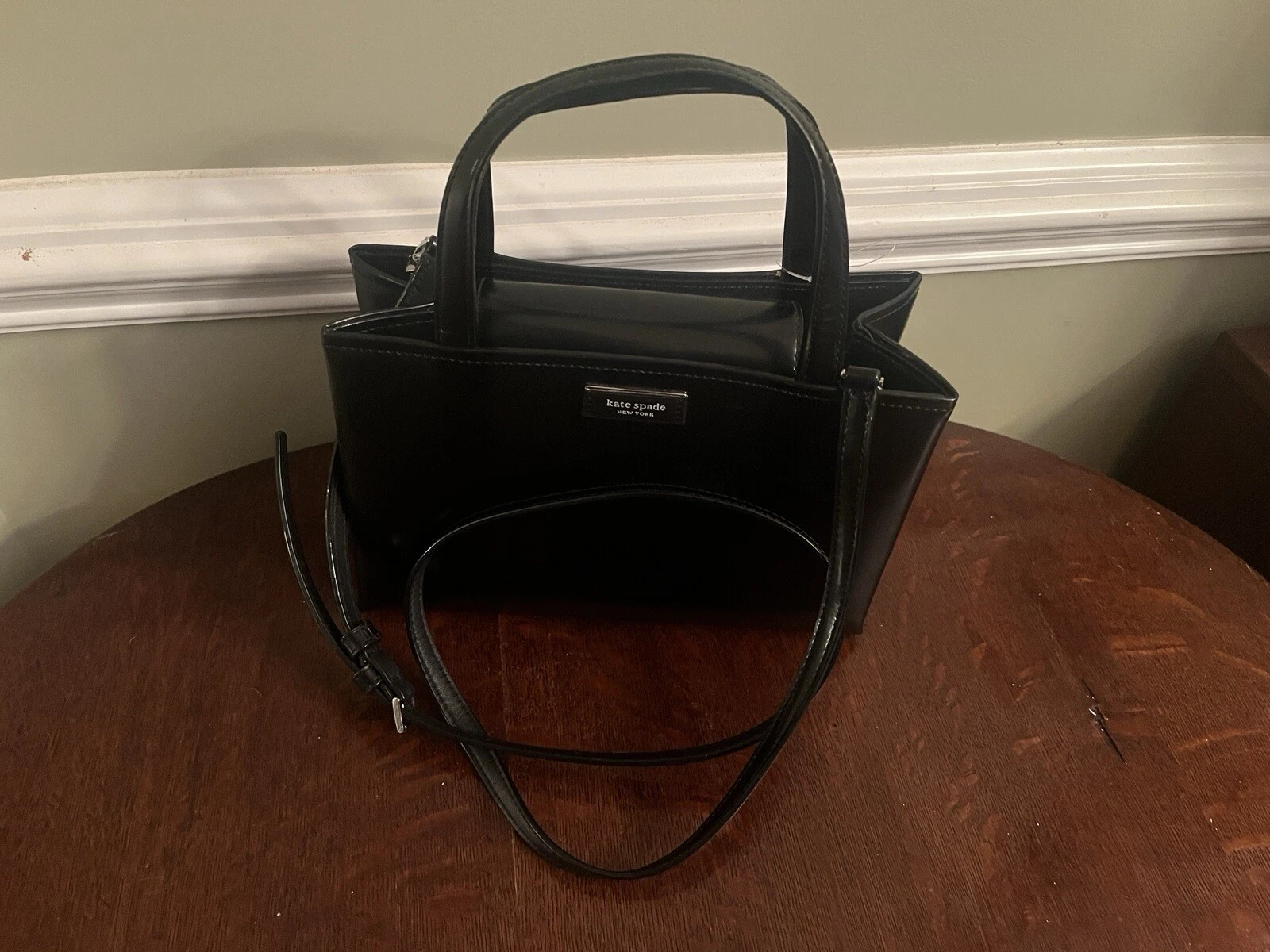 Borsa magnetica a tracolla Kate Spade in pelle nera piccola icona Sam NUOVA