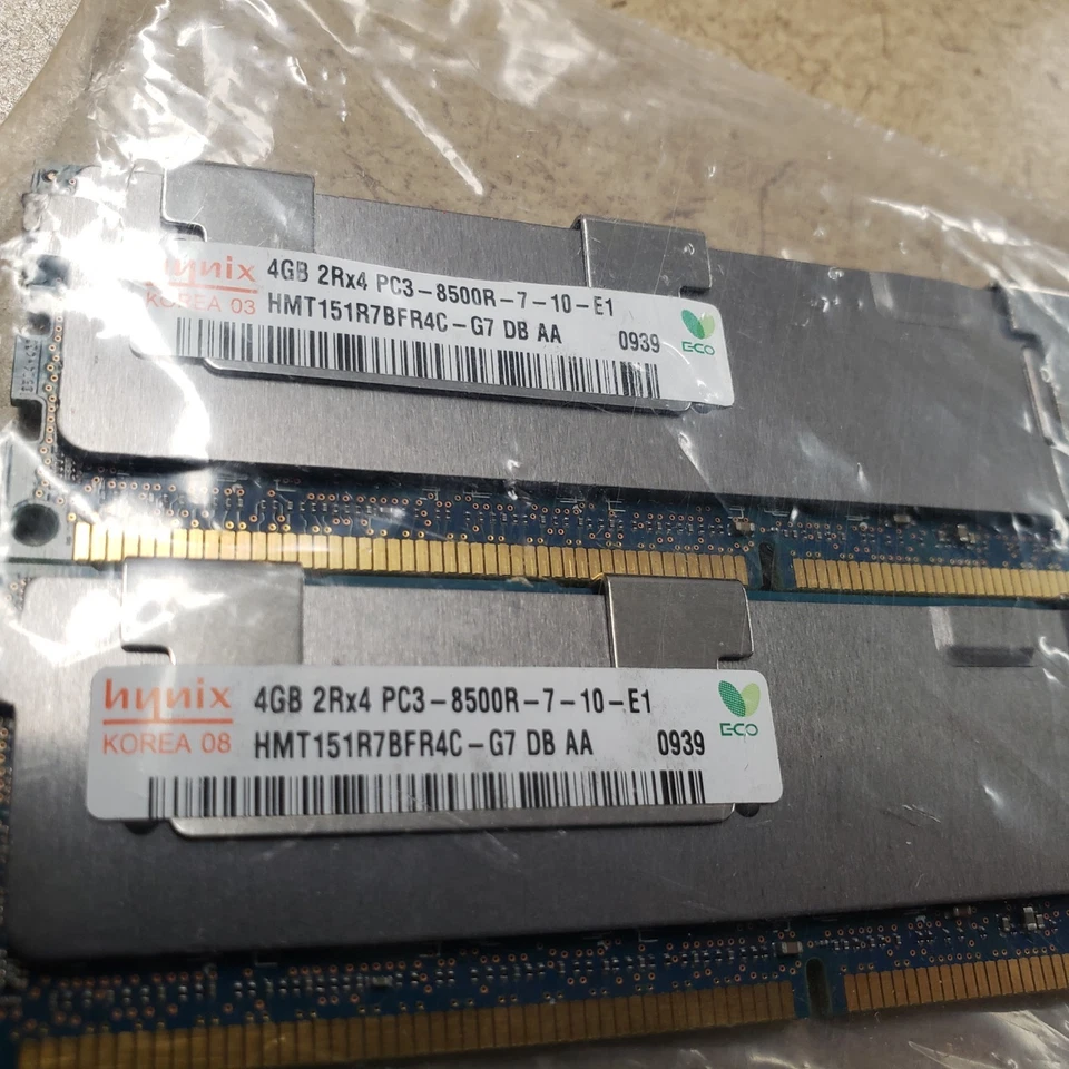 X6 LOT Hynix 4GB DDR3 PC3-8500 (DDR3-1066) Server Memory HMT151R7BFR4C-G7 DB AA - Image 2 of 4