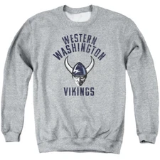 Western Washington Uni Adult Crewneck Sweatshirt V Logo, Athletic Heather,S-3XL