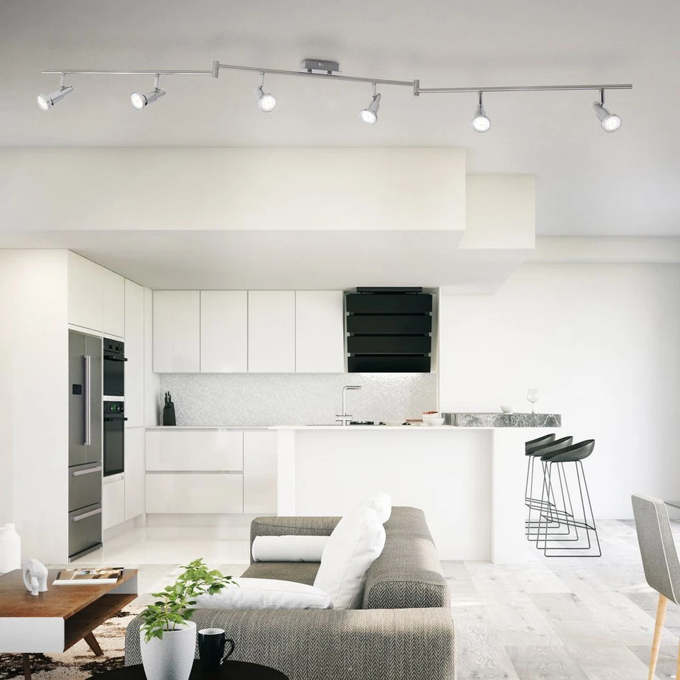 LED Deckenleuchte Deckenschiene 6-flammig  Lampe modern Spot-Leuchte Spotlights - Bild 4 von 4