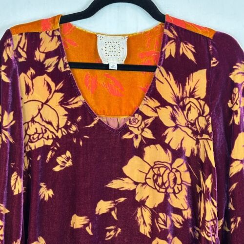 Johnny Was Women's Vida Purple Floral Burnout velvet silk blend blouse size xs - Picture 2 of 15