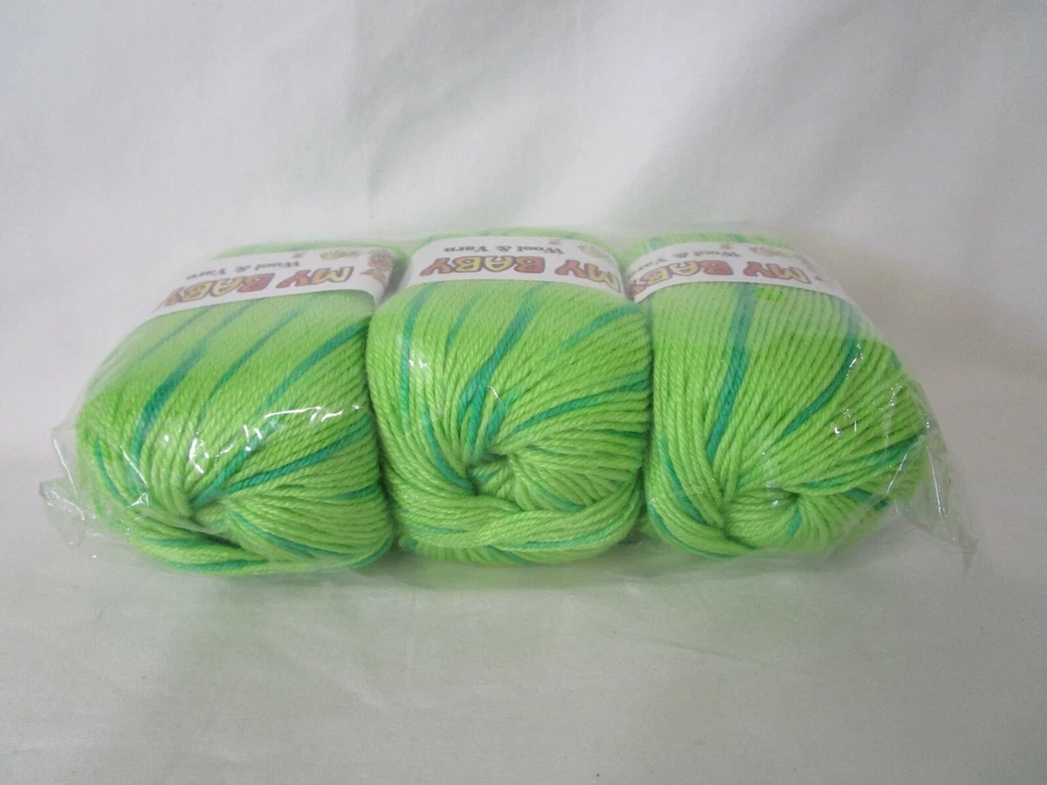 My Baby Wool Silk Cashmere Blend Two Tone Green Ombre Yarn 3 Skeins News - Image 3 of 4