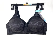NWT Bali 38C Double Support Spa Closure Comfort-U Wireless Bra DF3372 Black $44