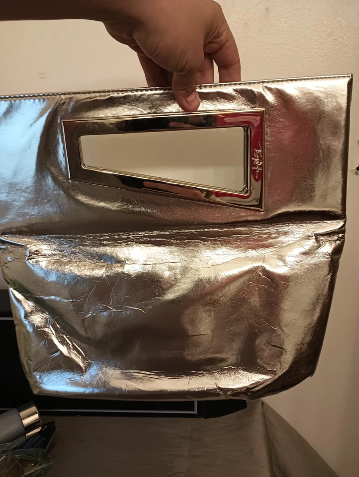 Thierry Mugler Grande Plateado Metálico Plegable Estrella Bolso sin asas Conjunto Usado Foto 3 de 4