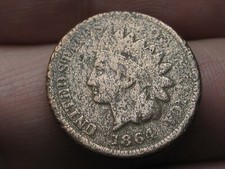 1864 L Indian Head Cent Penny, With L, Pointed Bust- VG/Fine Details