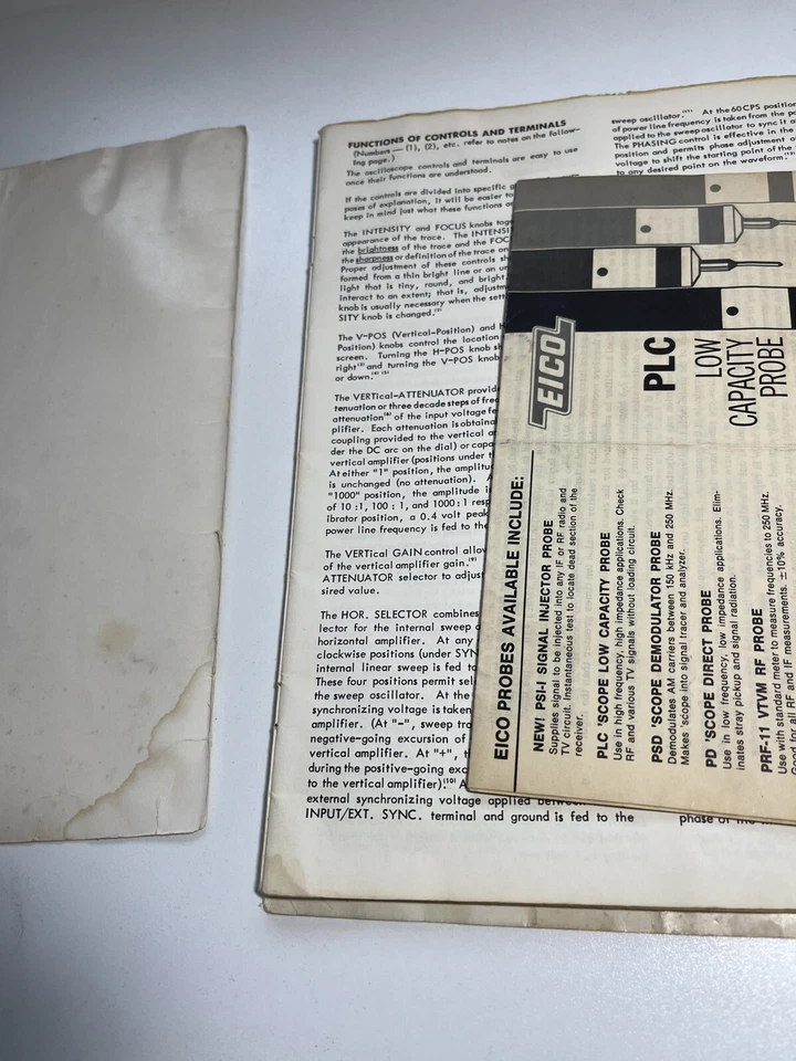 MANUAL DE INSTRUCCIONES OSCILOSCOPIO BANDA ANCHA EICO 460 DC *ORIGINAL* D1381 Foto 2 de 4