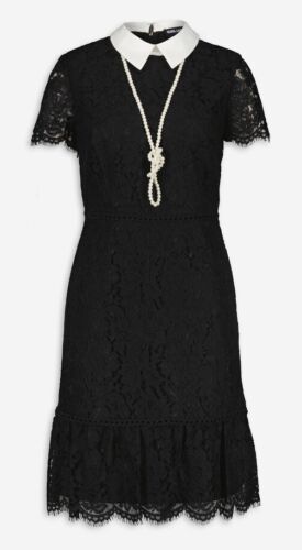 KARL LAGERFELD Paris Black Lace Collared Dress Size 14 BNWT - Picture 1 of 2
