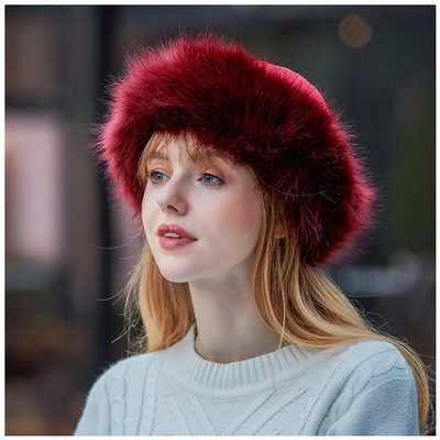 Faux Fox Fur Trim Hat Unisex Winter Ear 